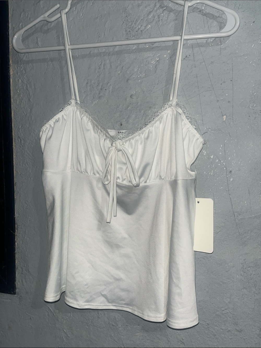 gaze White Lace-Trim Tie-Front Camisole
